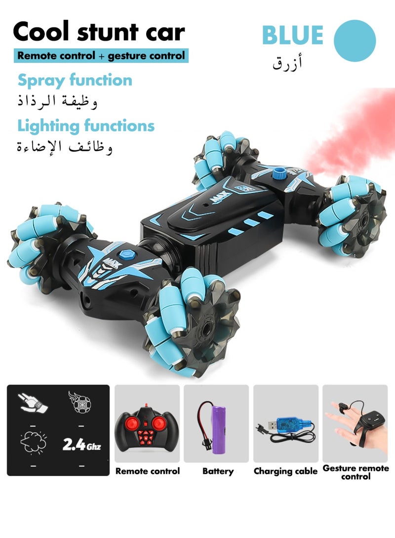 RC Stunt Car 4WD with Spray & Light, 2.4GHz Remote Control & Gesture Sensing Watch, 360° Rotation Drift, Transformable Off-Road Vehicle Toy for Boys - Image 1